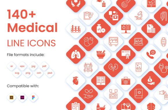 140 Medical Solid Icons Pack: Graphics Review