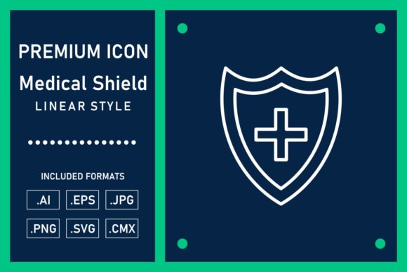Medical Shield Linear Vector Icon for Graphics and Icons
