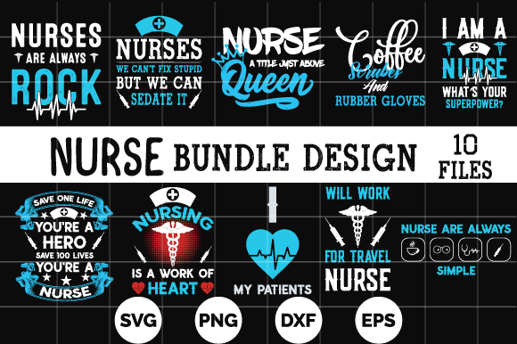 Nurse T Shirt Bundle Design: Graphics & Print Templates